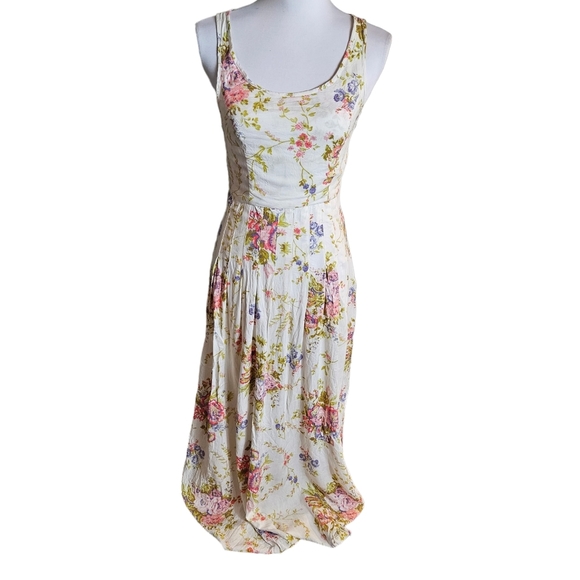 Lauren Conrad LC Floral Print Maxi Long Dress Size 4 Keyhole Back Fairy Feminine - Picture 1 of 16